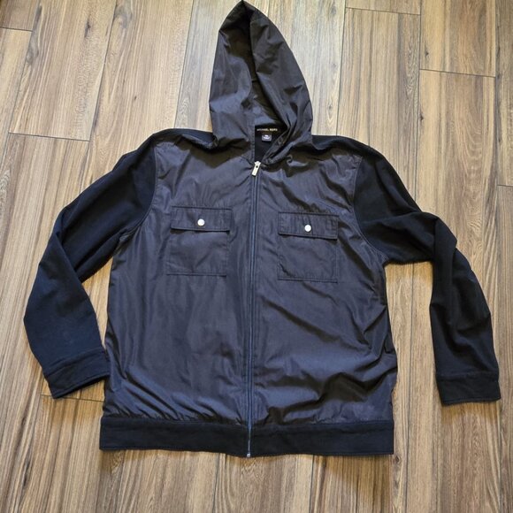 765. Men's Michael Kors Black Hooded Jacket EUC Size XXL - Picture 1 of 8